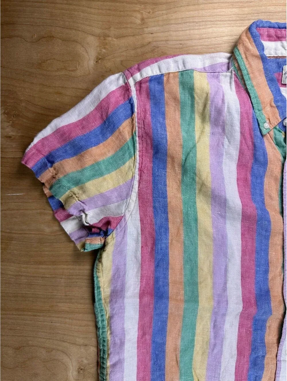 Jcrew Baird Mcnutt Linen button up shirt large made india striped colorful slim